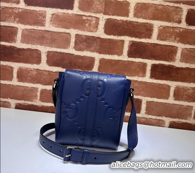 Hot Style Gucci Mens Jumbo GG Leather Small Messenger Bag 760235 Blue 2024
