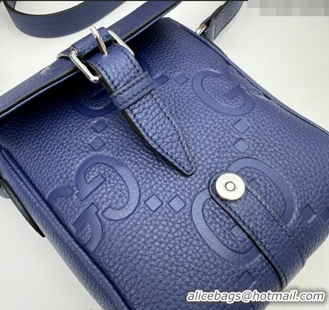 Hot Style Gucci Mens Jumbo GG Leather Small Messenger Bag 760235 Blue 2024