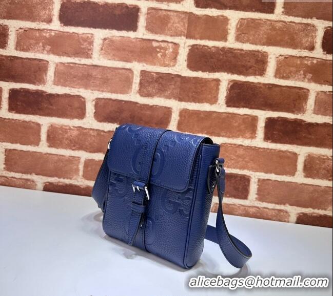 Hot Style Gucci Mens Jumbo GG Leather Small Messenger Bag 760235 Blue 2024
