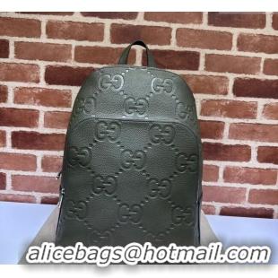 Most Popular Gucci Mens Large Jumbo GG Leather Backpacks Bag ‎766932 Green 2024