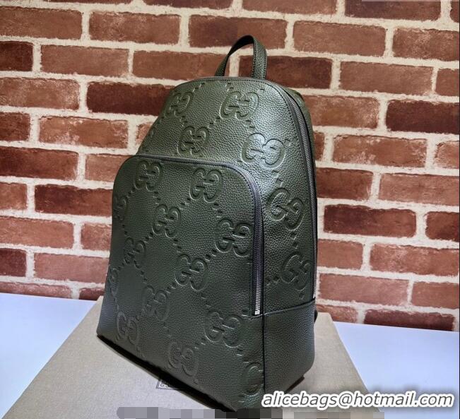Most Popular Gucci Mens Large Jumbo GG Leather Backpacks Bag ‎766932 Green 2024