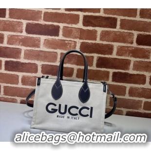 Inexpensive Gucci Canvas Mini Tote Bag with GUCCI Print 772144 Beige/Blue 2024