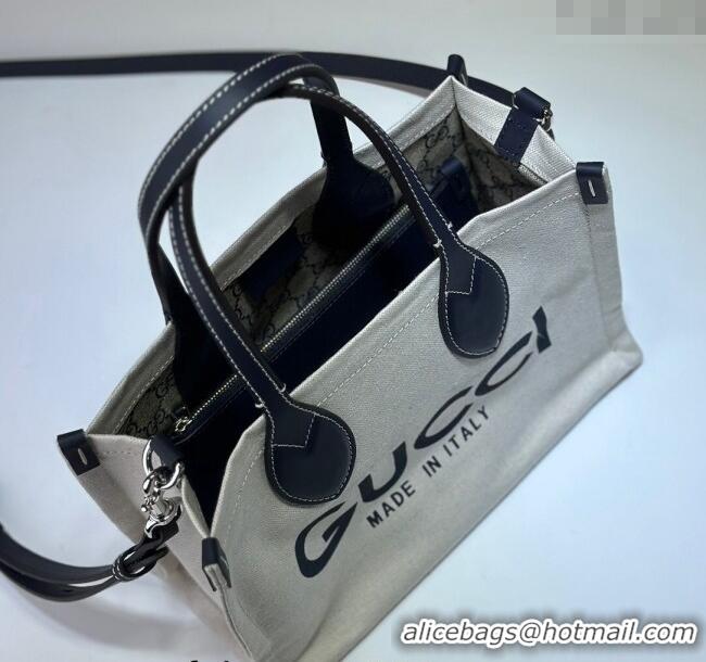 Inexpensive Gucci Canvas Mini Tote Bag with GUCCI Print 772144 Beige/Blue 2024