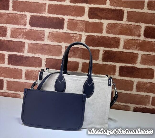 Inexpensive Gucci Canvas Mini Tote Bag with GUCCI Print 772144 Beige/Blue 2024