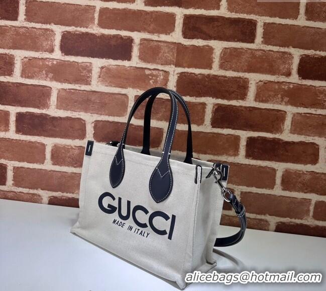 Inexpensive Gucci Canvas Mini Tote Bag with GUCCI Print 772144 Beige/Blue 2024