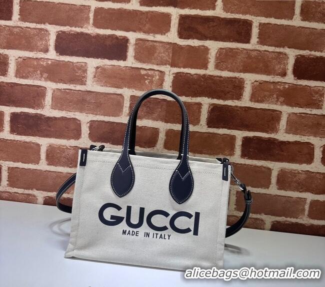 Inexpensive Gucci Canvas Mini Tote Bag with GUCCI Print 772144 Beige/Blue 2024