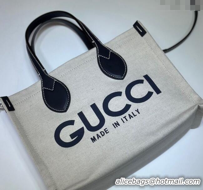 Inexpensive Gucci Canvas Mini Tote Bag with GUCCI Print 772144 Beige/Blue 2024