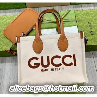 New Product Gucci Canvas Mini Tote Bag with GUCCI Print 772144 Beige/Brown 2024