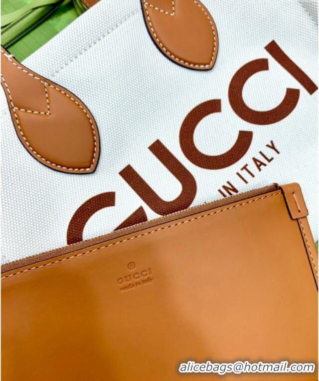 New Product Gucci Canvas Mini Tote Bag with GUCCI Print 772144 Beige/Brown 2024