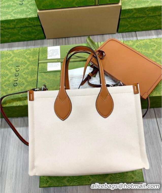 New Product Gucci Canvas Mini Tote Bag with GUCCI Print 772144 Beige/Brown 2024