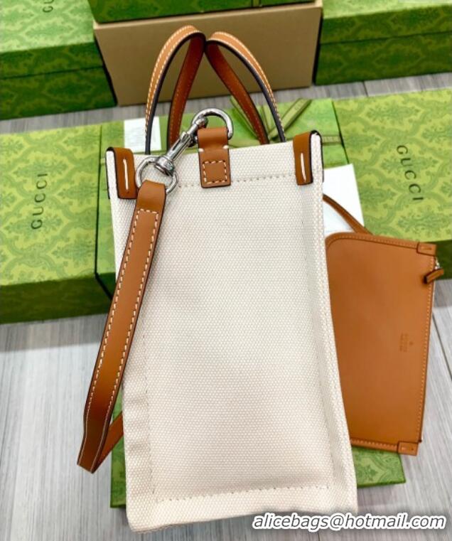 New Product Gucci Canvas Mini Tote Bag with GUCCI Print 772144 Beige/Brown 2024