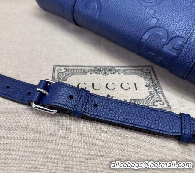 Classic Cheap Gucci Mens Jumbo GG Leather Medium Messenger Bag 760234 Blue 2024