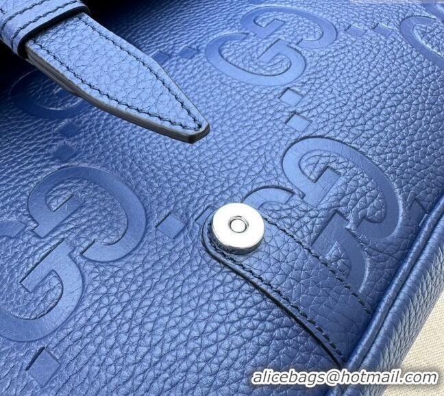 Classic Cheap Gucci Mens Jumbo GG Leather Medium Messenger Bag 760234 Blue 2024
