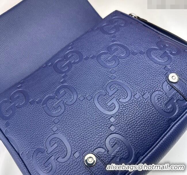 Classic Cheap Gucci Mens Jumbo GG Leather Medium Messenger Bag 760234 Blue 2024