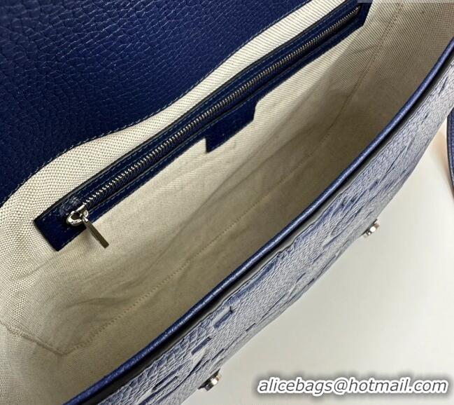 Classic Cheap Gucci Mens Jumbo GG Leather Medium Messenger Bag 760234 Blue 2024