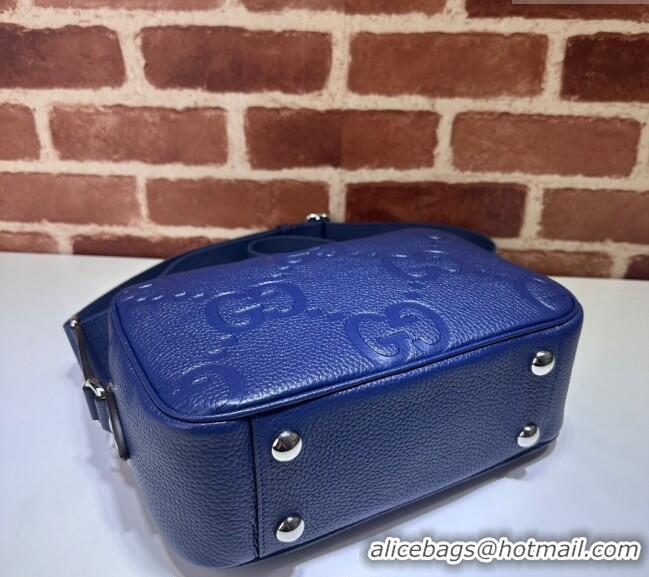 Luxury Fashion Gucci Mens Jumbo GG Leather medium messenger bag 766946 Blue 2024