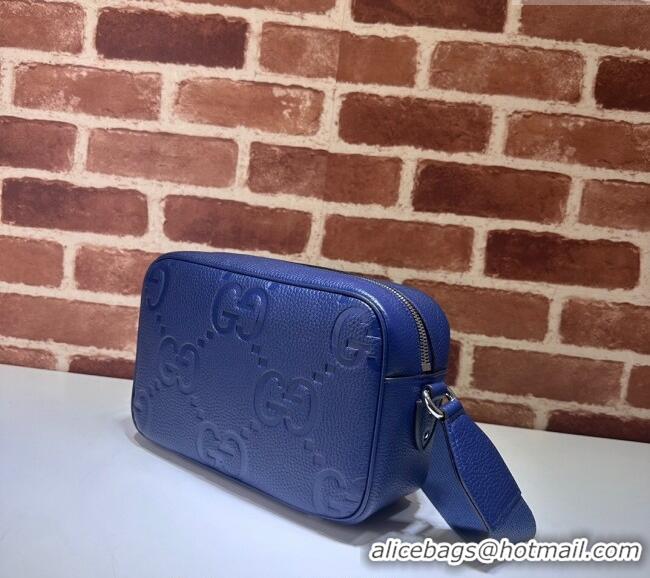 Luxury Fashion Gucci Mens Jumbo GG Leather medium messenger bag 766946 Blue 2024