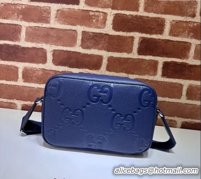 Luxury Fashion Gucci Mens Jumbo GG Leather medium messenger bag 766946 Blue 2024