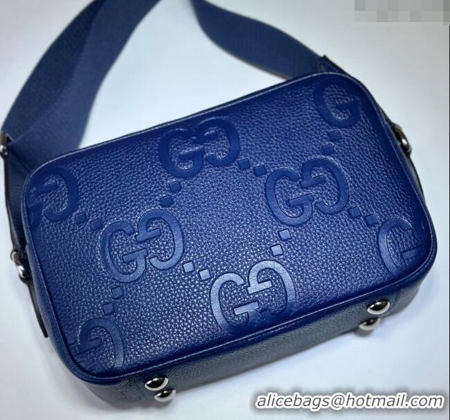 Luxury Fashion Gucci Mens Jumbo GG Leather medium messenger bag 766946 Blue 2024