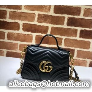 Top Grade Gucci GG Marmont Leather Mini Top Handle Bag 547260 Black 2024