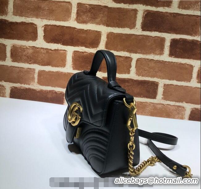 Top Grade Gucci GG Marmont Leather Mini Top Handle Bag 547260 Black 2024