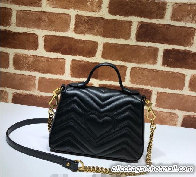 Top Grade Gucci GG Marmont Leather Mini Top Handle Bag 547260 Black 2024