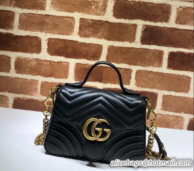 Top Grade Gucci GG Marmont Leather Mini Top Handle Bag 547260 Black 2024
