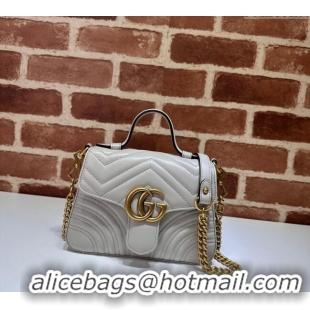 New Fashion Gucci GG Marmont Leather Mini Top Handle Bag 547260 Grey 2024