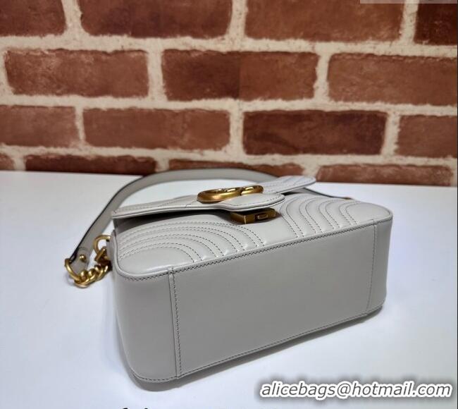 New Fashion Gucci GG Marmont Leather Mini Top Handle Bag 547260 Grey 2024