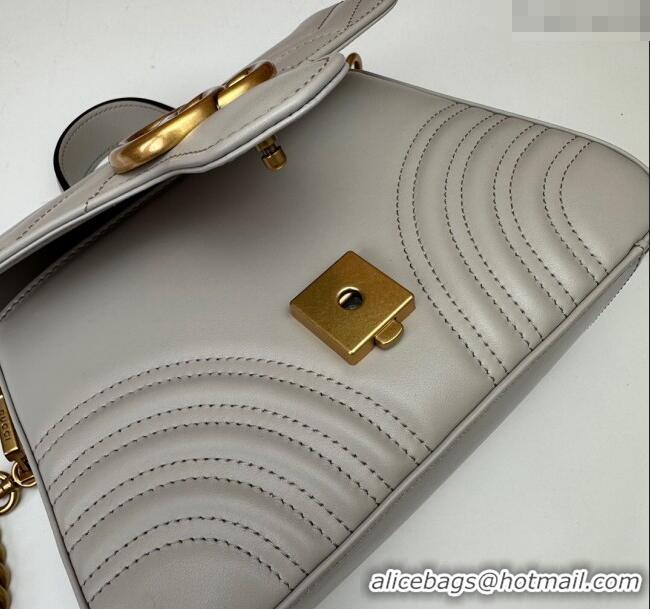 New Fashion Gucci GG Marmont Leather Mini Top Handle Bag 547260 Grey 2024
