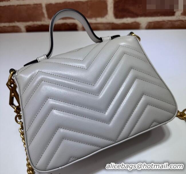 New Fashion Gucci GG Marmont Leather Mini Top Handle Bag 547260 Grey 2024