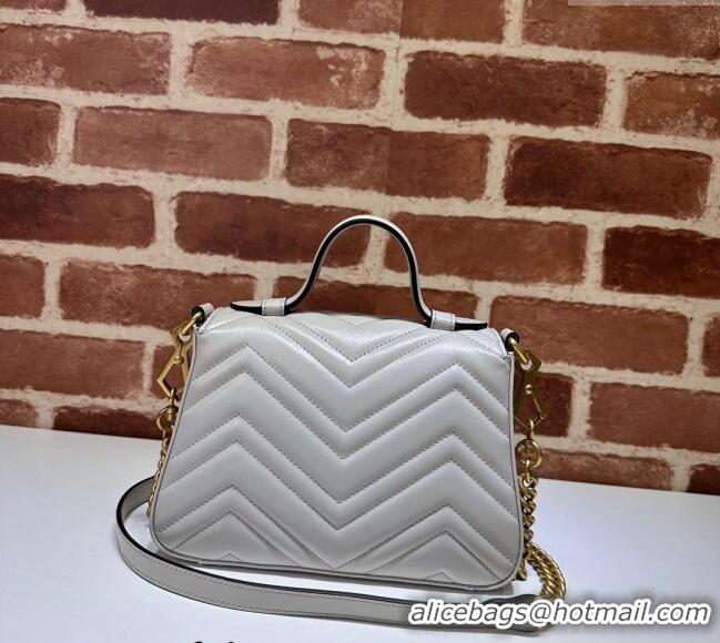 New Fashion Gucci GG Marmont Leather Mini Top Handle Bag 547260 Grey 2024