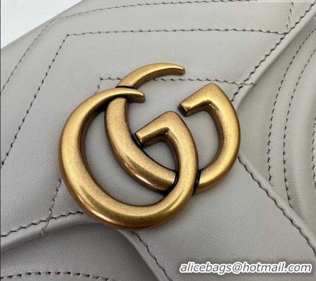 New Fashion Gucci GG Marmont Leather Mini Top Handle Bag 547260 Grey 2024