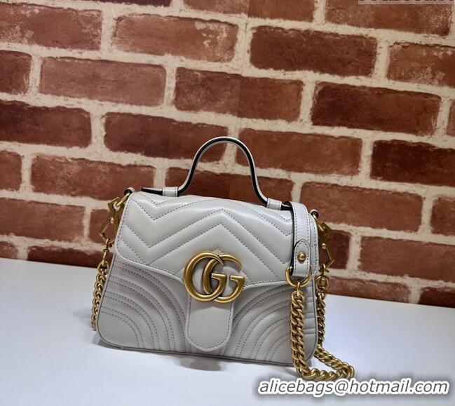 New Fashion Gucci GG Marmont Leather Mini Top Handle Bag 547260 Grey 2024