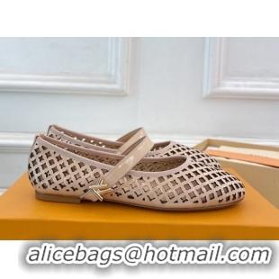 Pretty Style Louis Vuitton Romy Flat Ballerinas in Monogram Perforated Patent Leather Nude Pink 2025 1AGVES 0422176