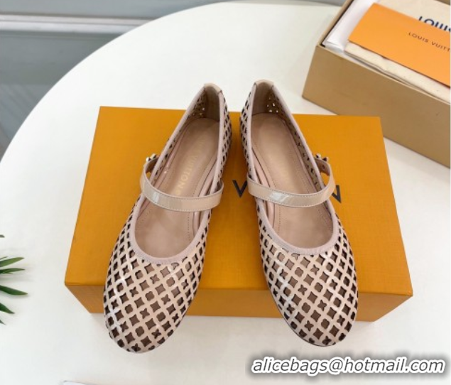 Pretty Style Louis Vuitton Romy Flat Ballerinas in Monogram Perforated Patent Leather Nude Pink 2025 1AGVES 0422176
