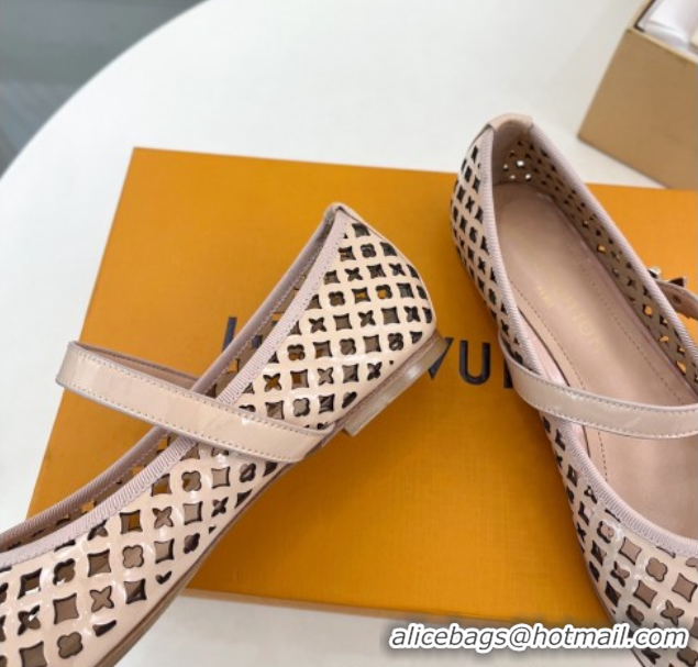 Pretty Style Louis Vuitton Romy Flat Ballerinas in Monogram Perforated Patent Leather Nude Pink 2025 1AGVES 0422176