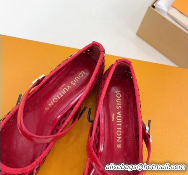 Grade Quality Louis Vuitton Romy Flat Ballerinas in Monogram Perforated Patent Leather Red 2025 1AGVES 0422177