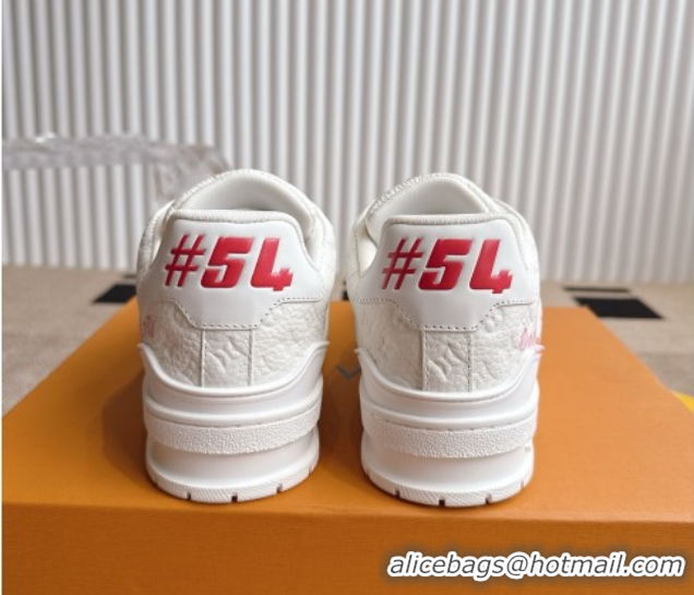 Good Quality Louis Vuitton LV x TM Trainer Sneakers in Monogram Leather with Cherry Bloom Print White/Pink 0422179