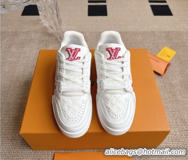 Good Quality Louis Vuitton LV x TM Trainer Sneakers in Monogram Leather with Cherry Bloom Print White/Pink 0422179