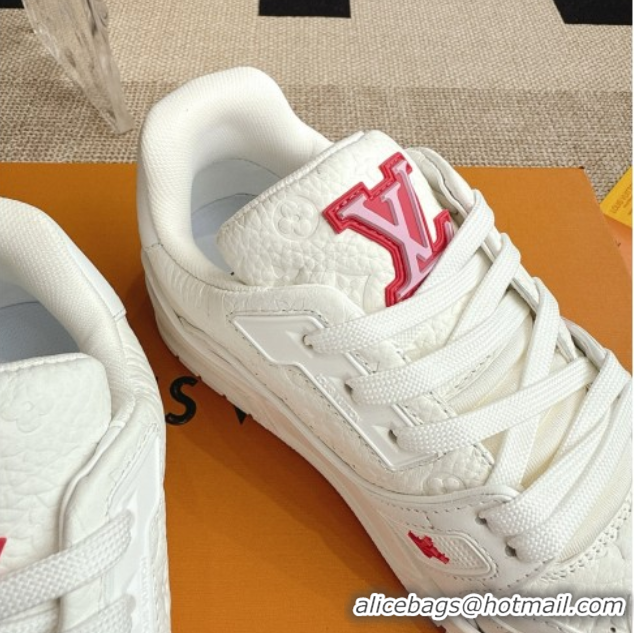 Good Quality Louis Vuitton LV x TM Trainer Sneakers in Monogram Leather with Cherry Bloom Print White/Pink 0422179