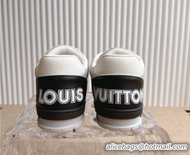 Best Grade Louis Vuitton LV Trainer Sneakers in Perforated Leather with Velcro Strap Black 2025 1AHTDF 0422180