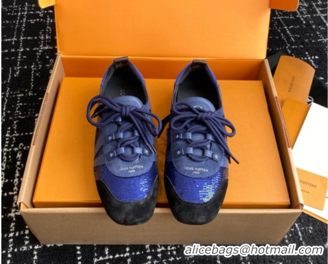 Best Price Louis Vuitton LV Sneakerina in Suede and Lambskin Blue Sequins 5042802
