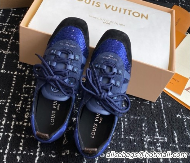Best Price Louis Vuitton LV Sneakerina in Suede and Lambskin Blue Sequins 5042802