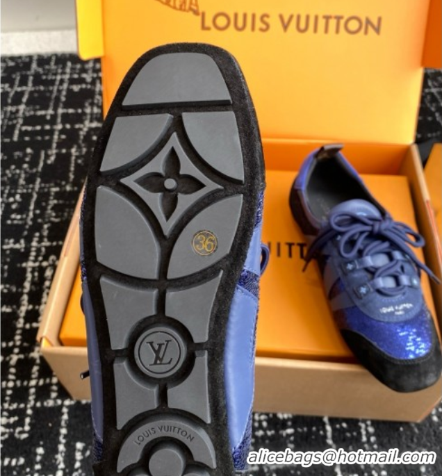Best Price Louis Vuitton LV Sneakerina in Suede and Lambskin Blue Sequins 5042802