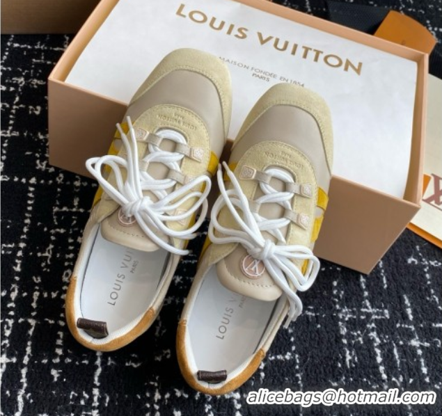 Top Design Louis Vuitton LV Sneakerina in Suede and Lambskin Beige 5042803