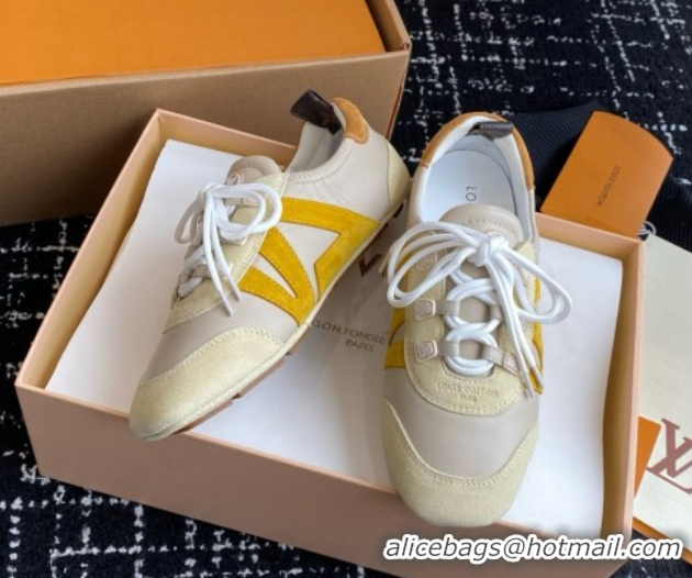 Top Design Louis Vuitton LV Sneakerina in Suede and Lambskin Beige 5042803