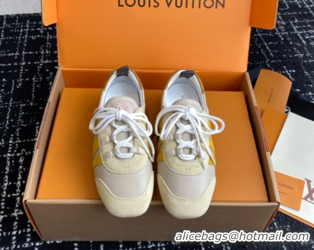 Top Design Louis Vuitton LV Sneakerina in Suede and Lambskin Beige 5042803