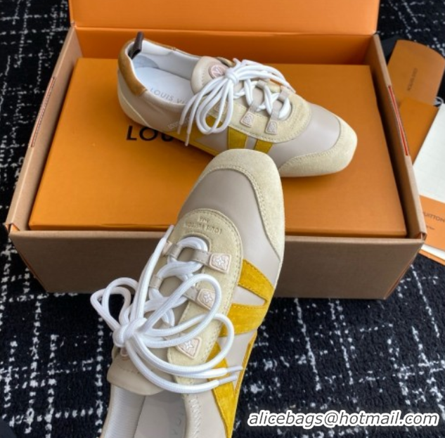 Top Design Louis Vuitton LV Sneakerina in Suede and Lambskin Beige 5042803