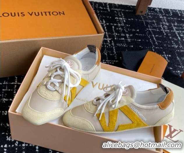 Top Design Louis Vuitton LV Sneakerina in Suede and Lambskin Beige 5042803
